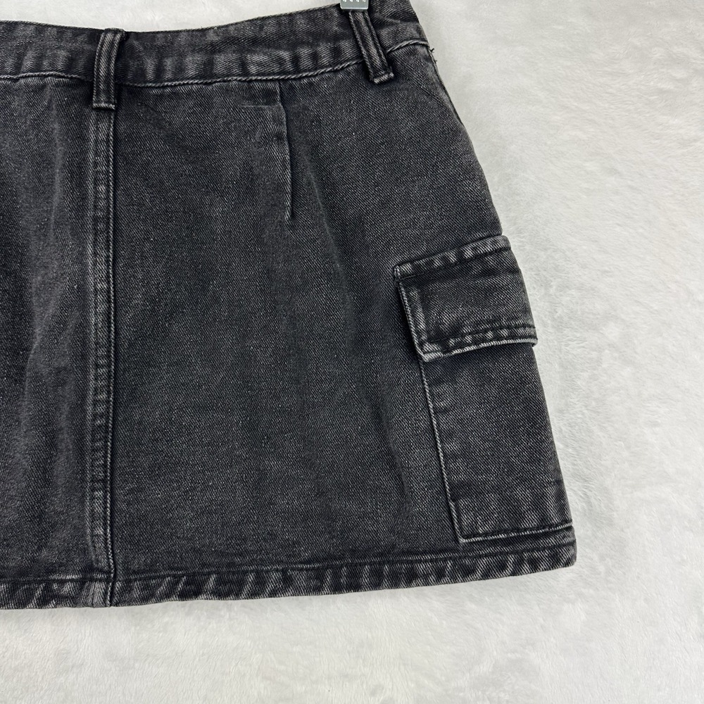 Shein Womens Black Washed Denim Skirt Small 4 Side Cargo Pockets‎ - Picture 8 of 13